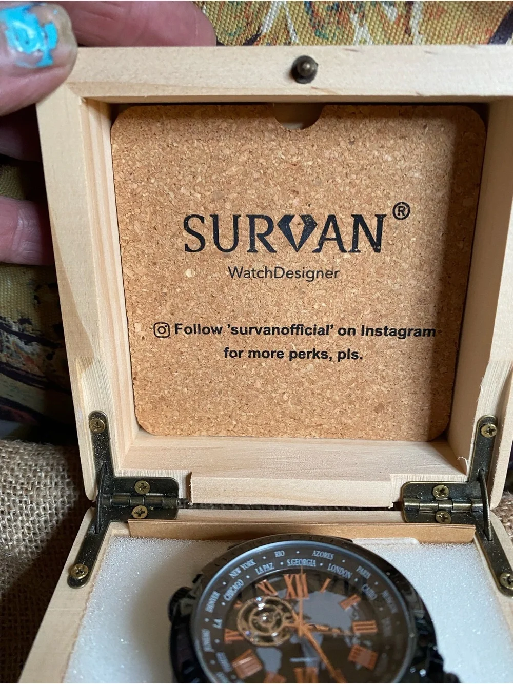 New Survan skeleton watch w/ box (zz)